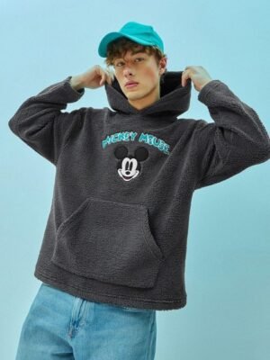 Bewakoof Mickey Mouse Printed Hooded Oversized Pullover