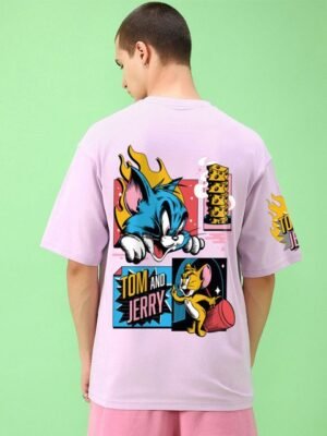 Bewakoof Official Cartoon Network Merchandise Men Tom & Jerry Printed Oversized T-shirt