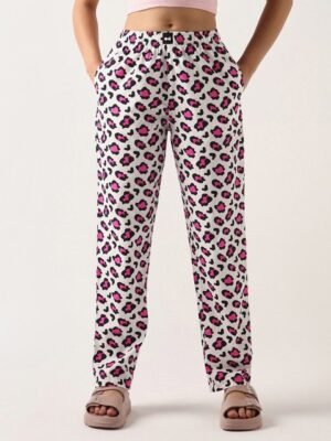 Bewakoof Women Cotton White All Over Printed Pyjamas