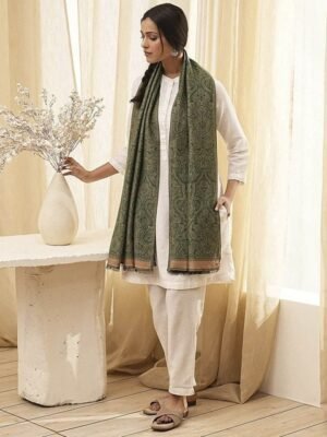 Biba Ethnic Motifs Printed With Fringed Border Shawl