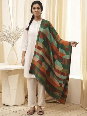 Biba Geometric Printed With Fringed Border Shawl