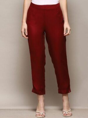 Biba Women Relaxed Straight Fit Mid-Rise Cropped Trouser