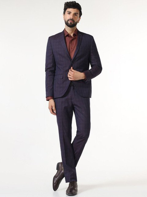 Blackberrys Men Checked Tailored-Fit Single-Breasted Two-Piece Suit