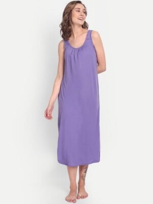 BLAZON Dreams Super Combed Cotton Lace Patchwork Longline Nighty Slip