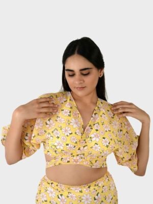 Blissence Women Floral Printed Overlapping Cover up Top