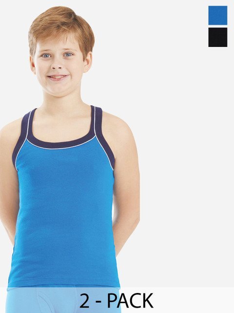 Bodycare Kids Boys Pack Of 2 Soft Breathable Cotton Rib Vests KGA2014BLKRB-60