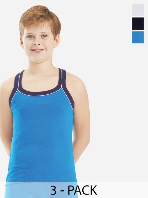 Bodycare Kids Boys Pack Of 2 Soft Breathable Cotton Rib Vests KGRA2014NVWH-80