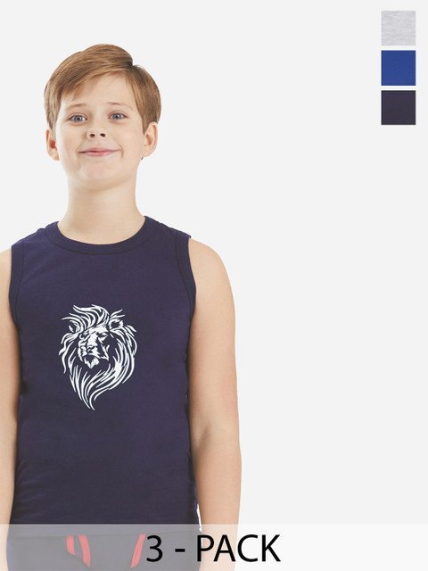 Bodycare Kids Boys Pack Of 2 Soft Breathable Sleeveless Cotton Vests KGA2016RBWH-80
