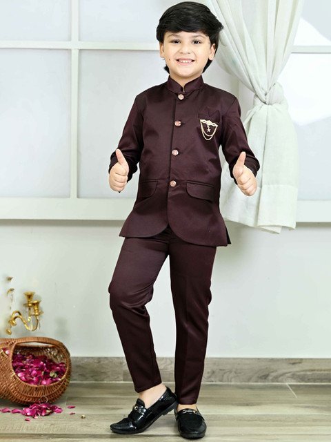 Boys Satin Single Breasted Two-Piece Set