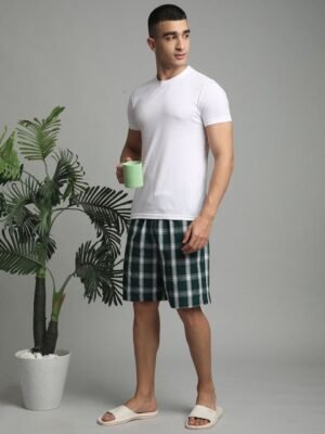 BStories Men Cotton Checked Lounge Shorts