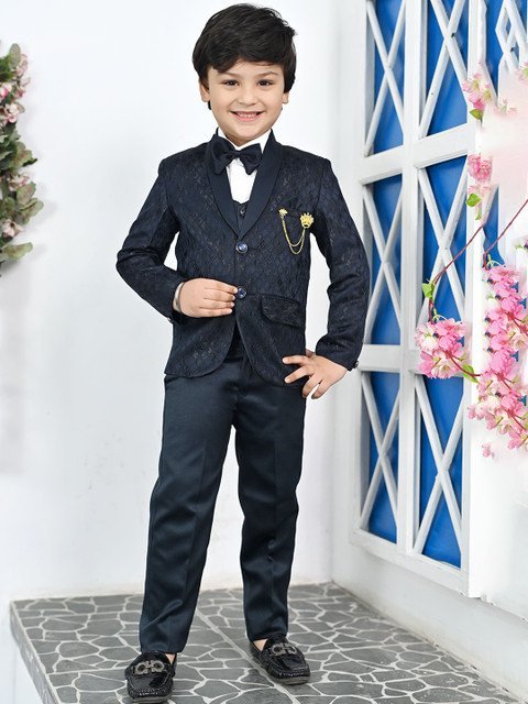 BT DEZINES Boys Single-Breasted Satin Five-Piece Party Suit