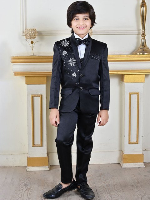 BT DEZINES Boys Single-Breasted Satin Five-Piece Party Suits