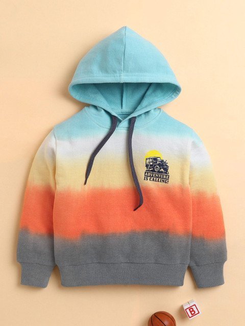 BUMZEE Boys Colourblocked Hooded Sweatshirt