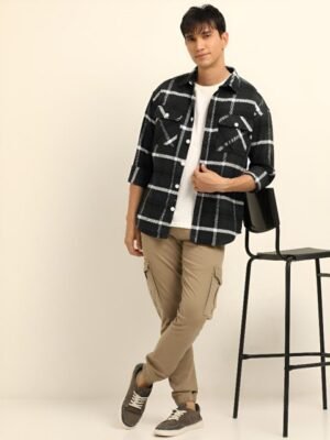Bushirt Checked Oversized Fit Pure Cotton Casual Shacket