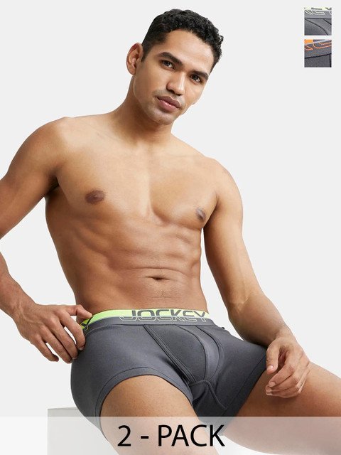 Buy Pack Of 2 Super Combed Cotton Rib Solid Trunk With Ultrasoft Waistband FP03 - - Apparel for Men