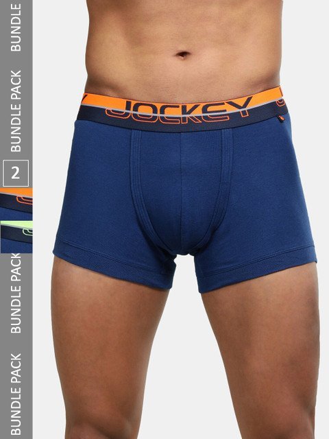 Buy Pack Of 2 Super Combed Cotton Rib Solid Trunk With Ultrasoft Waistband FP03 - - Apparel for Men