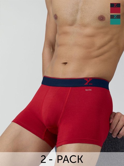 Buy XYXX Men Pack Of 2 Traq Silver Cotton Trunk - - Apparel for Men
