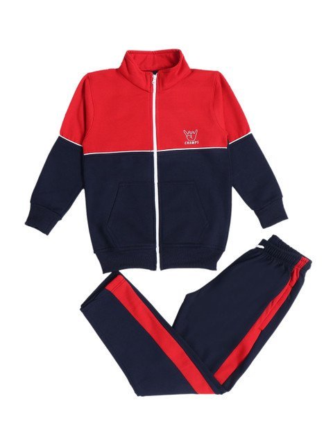 CARACAS Kids Colourblocked Mock Collar Neck Tracksuit