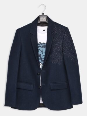 CHARCHIT Boys Embroidered Single-Breasted Casual Blazer With T-Shirt