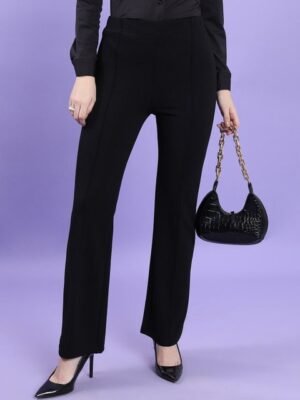 CHIC BY TOKYO TALKIES Women High-Rise Regular Fit Bootcut Trousers