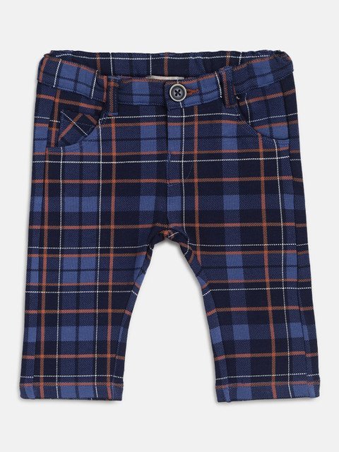 Chicco Boys Navy Blue Checked Relaxed Trousers