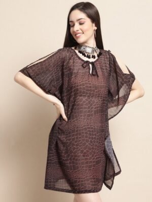 Claura Abstract Printed Swimwear Cover Up Kaftan Top