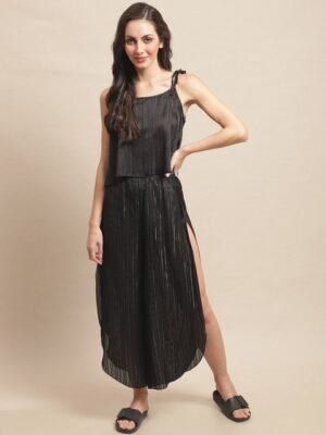 Claura Vertical Stripes Top & Trouser Swimwear Set