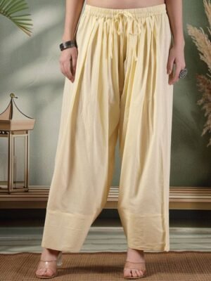 Clora Creation Women Solid Loose Fit Cotton Farshi Salwar