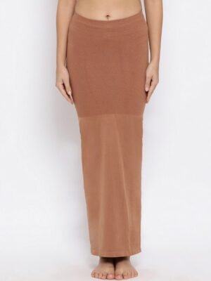 Clovia Women Brown Solid Knitted Saree Shapewear
