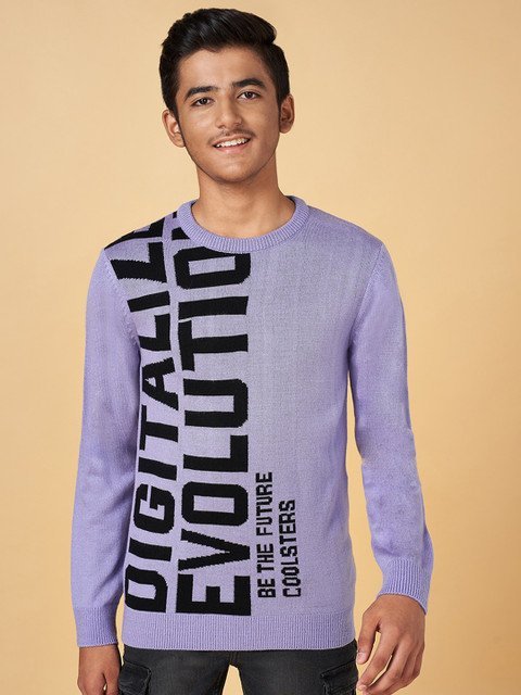 Coolsters by Pantaloons Boys Typography Printed Round Neck Pullover Sweater