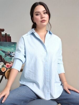 CORSICA Vertical Striped Spread Collar Comfort Oversized Cotton Casual Shirt