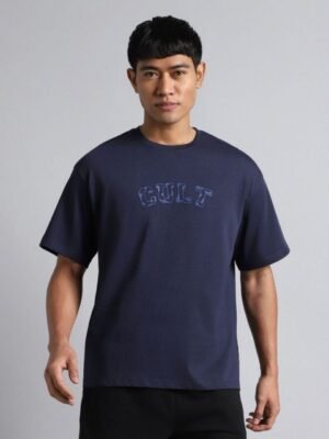CULT Men Navy Cult Branding Graphic Relaxed T-shirt