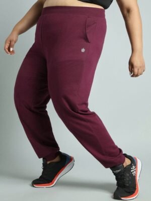CULT Women Sky Maroon Cotton Plus Size Everyday Joggers