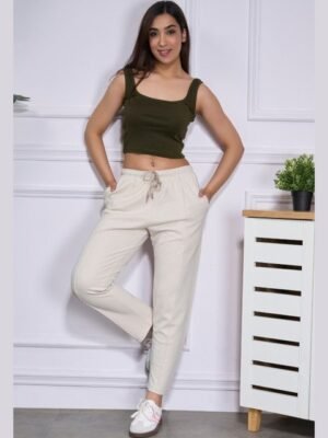 CUPID Women Plus Size Cotton Relaxed-Fit Mid-Rise Track Pant