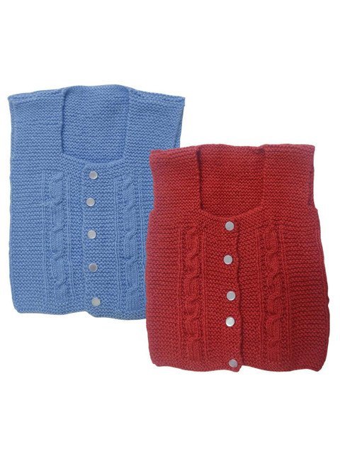 Cute Collection Set of 2 Unisex Kids Striped Woollen Sweater Vest
