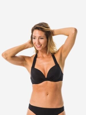 Decathlon OLAIAN - Womens Black Quick-Dry Surfing Push-Up Bikini Top