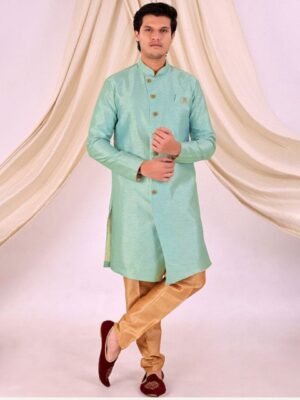 Desibutik Mandarin Collar Sherwani With Pyjama