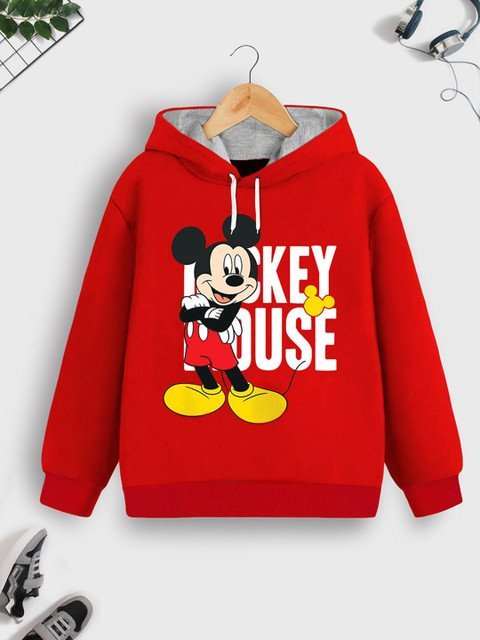 Disney By Miss and Chief Boys Cotton Printed Hooded Sweatshirt