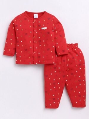 Dollar Kid Super Soft Printed Long Sleeves Night Suit With Trouser
