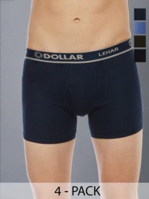 Dollar Lehar Mens Combed Cotton Trunk - Pack of 4 - Assorted
