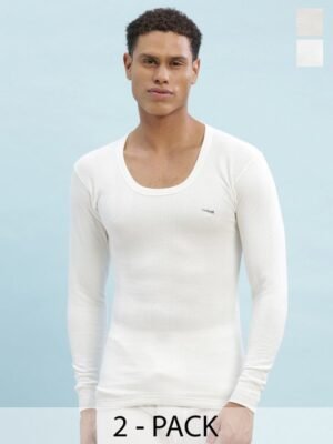 Dollar Ultra Pack Of 2 Cotton Striped Thermal Tops