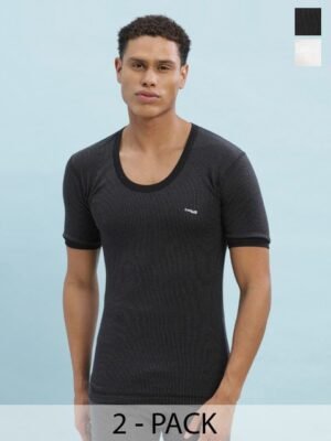 Dollar Ultra Pack Of 2 Striped Cotton Thermal Tops