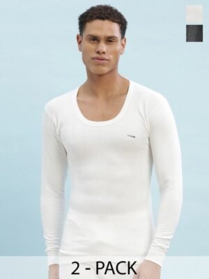 Dollar Ultra Pack Of 2 Striped Cotton Thermal Tops