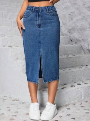 dolsia Women Denim Pencil Midi Skirt