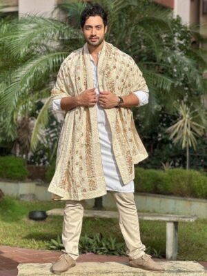 Dupatta Bazaar Men Floral Embroidered Lucknowi Work Gotta Patti Georgette Dupatta