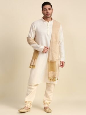 Dupatta Bazaar Men Gold-Toned Linen Dupatta