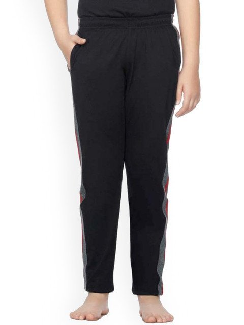 DYCA Boys Black Solid Mid Rise Cotton Lounge Pant