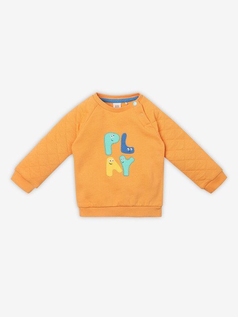 Ed-a-Mamma Baby Unisex Kids Typography Printed Round Neck Cotton Pullover Sweatshirt