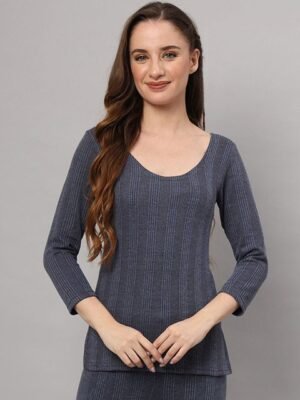 ESOROUCHA Women Striped Ribbed Thermal Tops