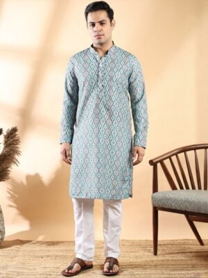 Ethluxis Men Geometric Printed Kurta with Pyjama